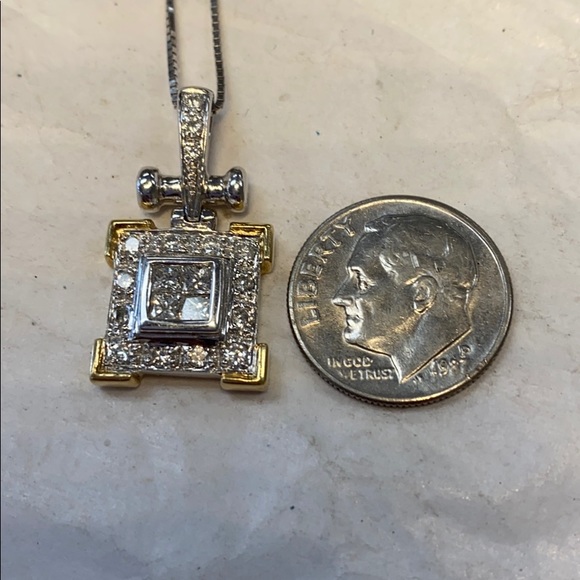 18K yellow gold diamonds pendant - Picture 6 of 6